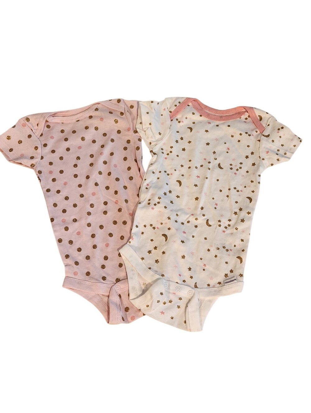 Gerber Pink and Gold 0-3 M Onesies